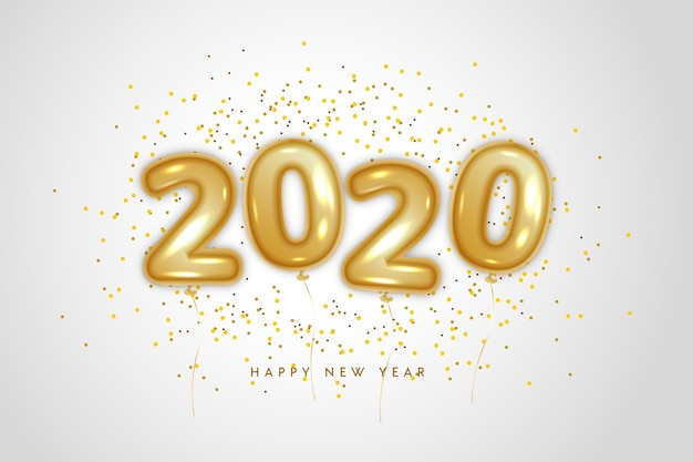 Free vector realistic new year 2020 balloons background