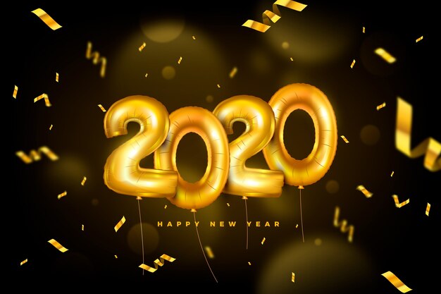 現実的な新年2020年風船背景