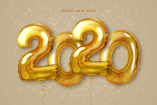 Realistic new year 2020 balloons wallpaper