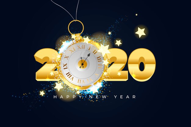 Realistic new year 2020 clock background