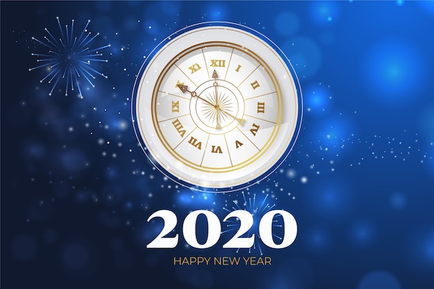 Realistic new year 2020 clock background