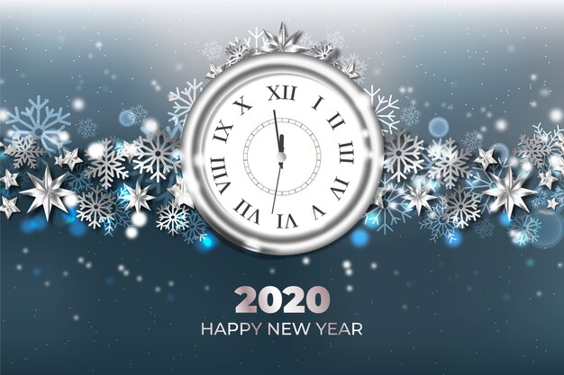 Realistic new year 2020 clock background