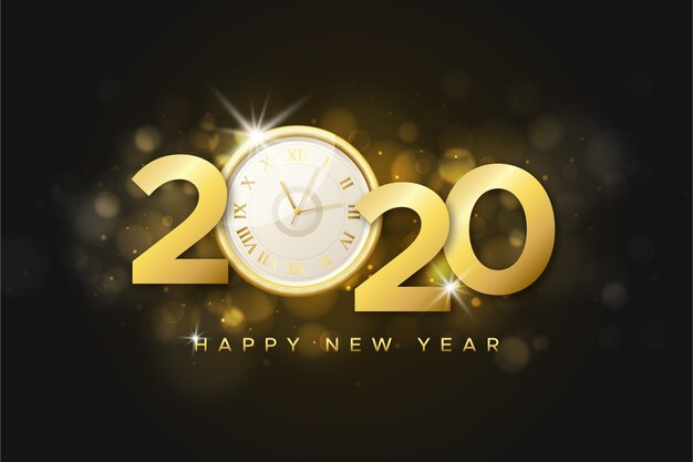 Realistic new year 2020 clock background