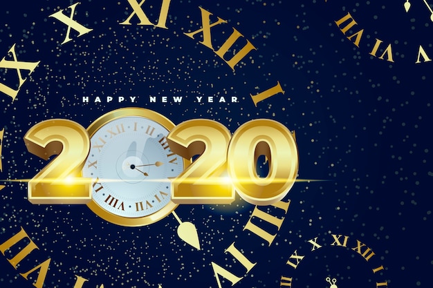 Реалистичные обои новогодние часы 2020