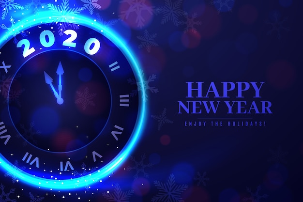 Free vector realistic new year 2020 clock wallpaper