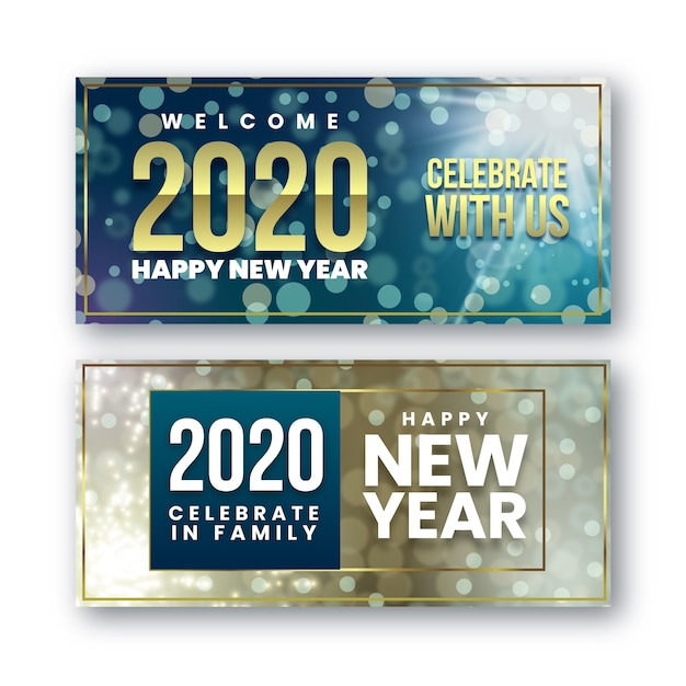 Realistic new year 2020 party banners