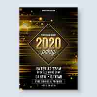 Free vector realistic new year 2020 party flyer template