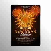 Free vector realistic new year 2020 party poster template