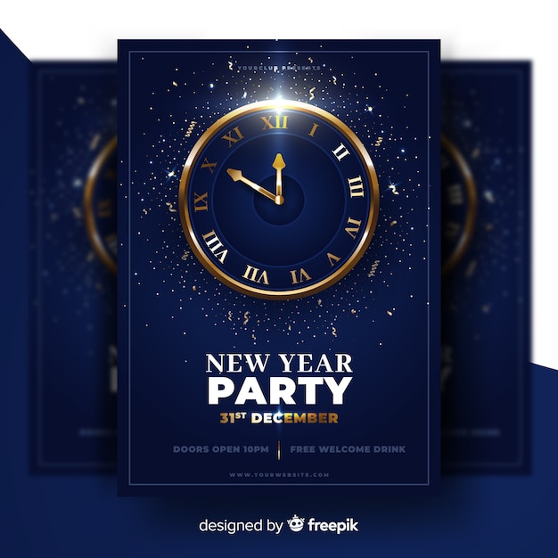 Free vector realistic new year 2020 party poster template