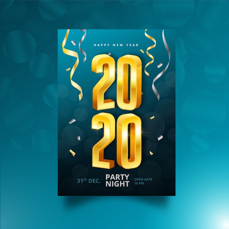 Free Vector realistic new year 2020 poster concept