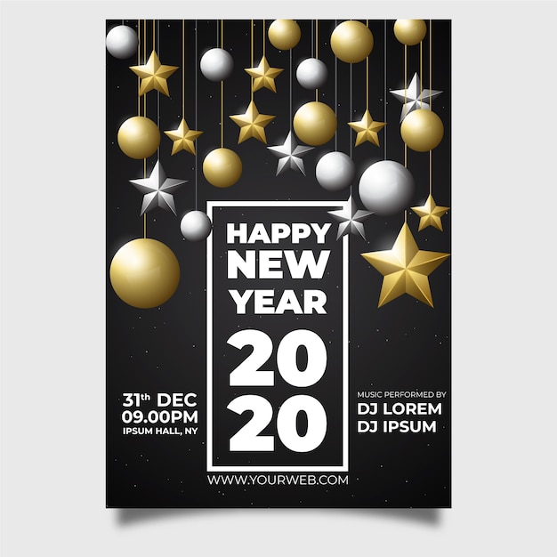 Free vector realistic new year 2020 poster template