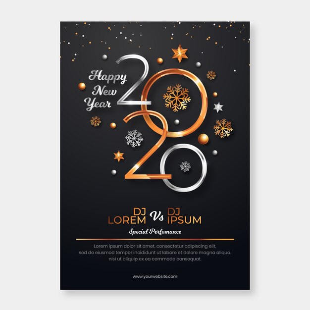 Realistic new year 2020 poster template