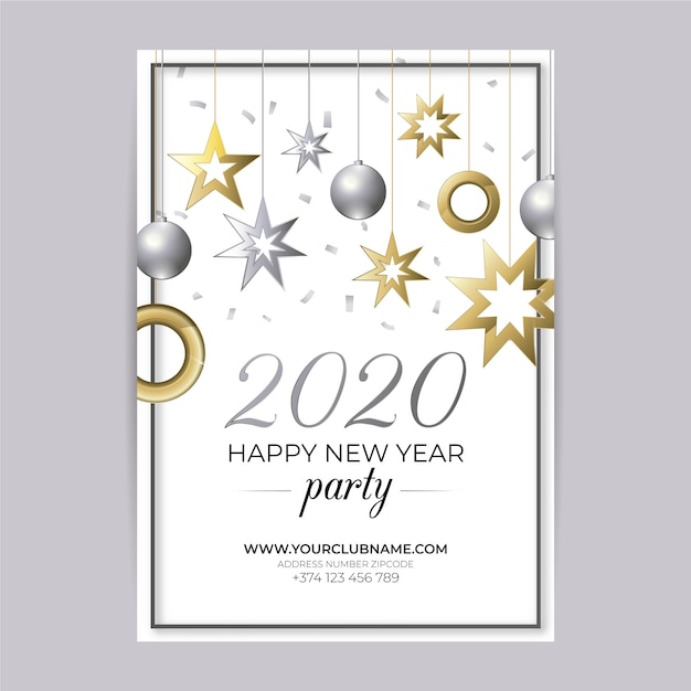 Free vector realistic new year 2020 poster template