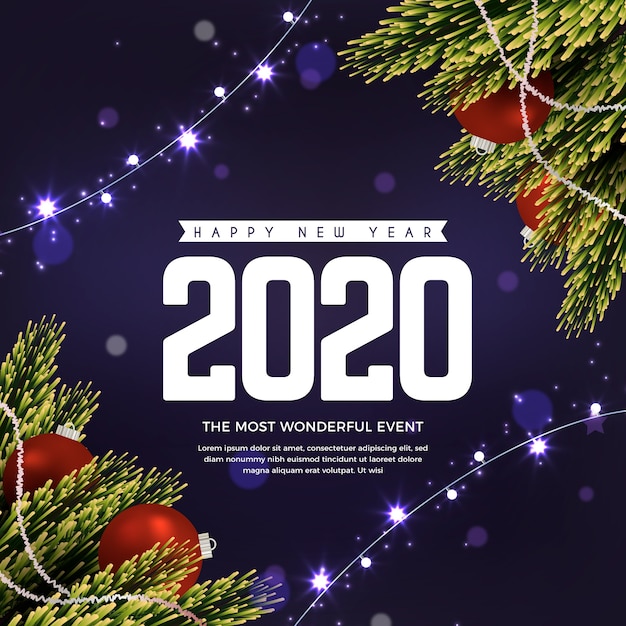 Free vector realistic new year 2020