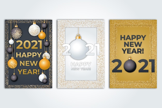 Free vector realistic new year 2021 cards