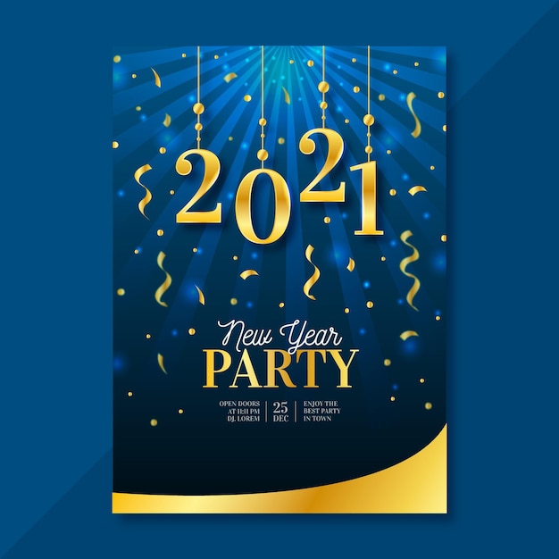 Vector Templates: Realistic New Year 2021 Party Flyer Template – Free Vector Download