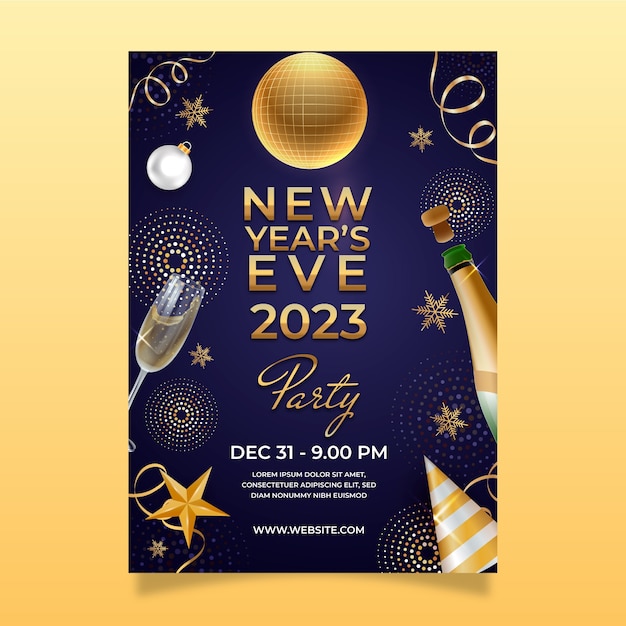 Free vector realistic new year 2023 vertical poster template