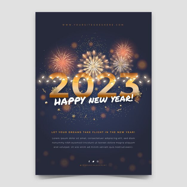 Realistic new year 2023 vertical poster template