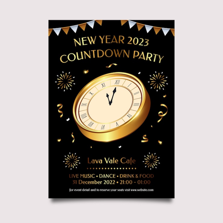 Free Vector realistic new year 2023 vertical poster template