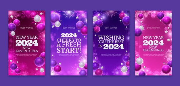 Realistic new year 2024 instagram stories collection