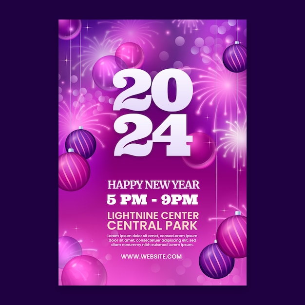 Free vector realistic new year 2024 vertical poster template