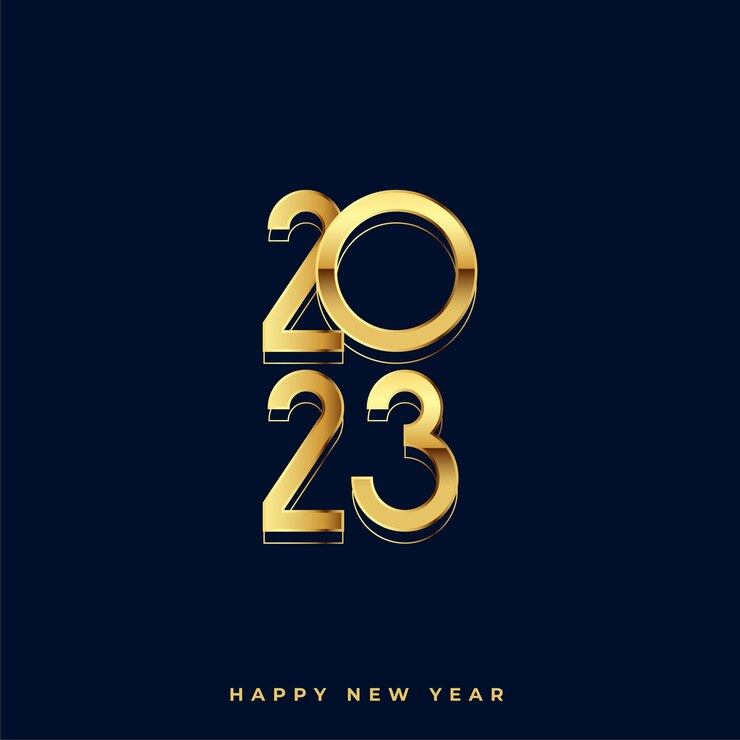 Free Vector realistic new year banner with golden 2023 text design vector illustration