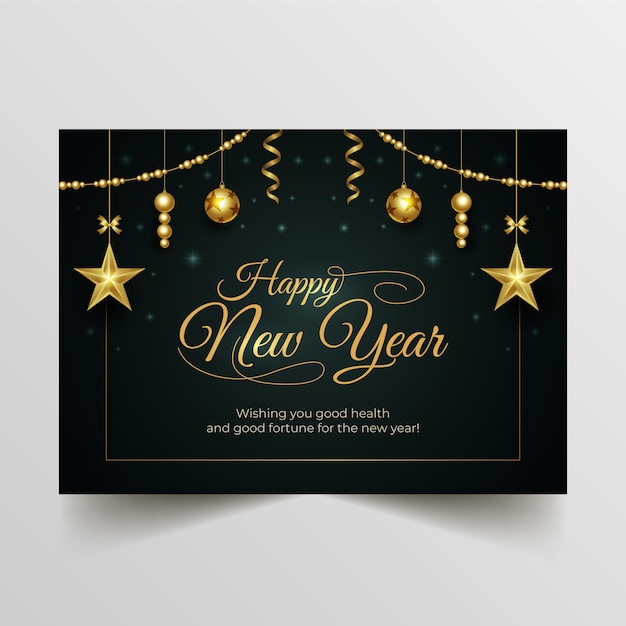 Realistic new year greeting card template