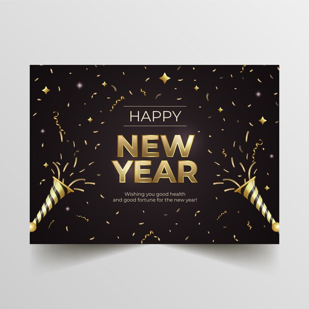 Realistic new year greeting card template