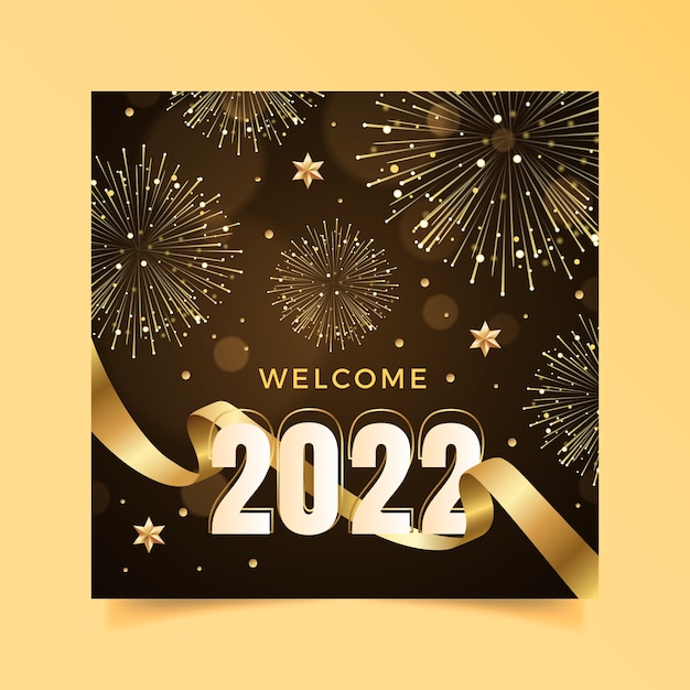 Realistic new year greeting card template