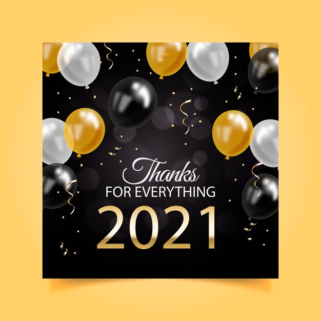 Realistic new year greeting card template