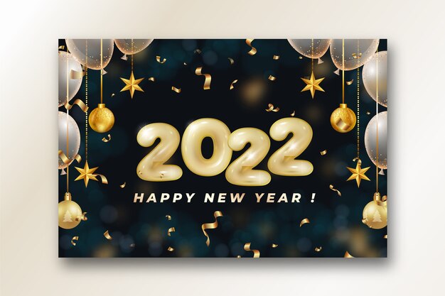 Realistic new year greeting card template