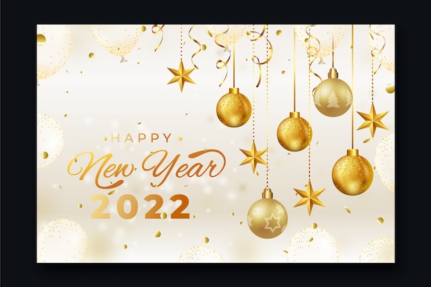 Realistic new year greeting card template
