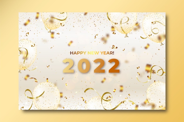 Free vector realistic new year greeting card template