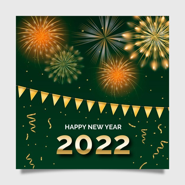 Realistic new year greeting card template