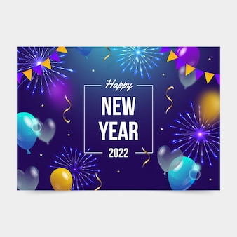 Realistic new year greeting card template