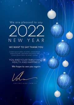 Realistic new year greeting card template