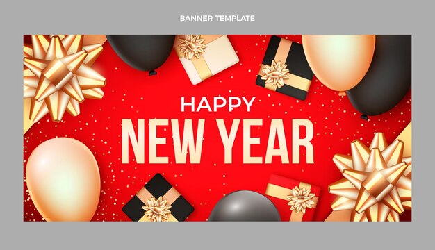 Free vector realistic new year horizontal banner