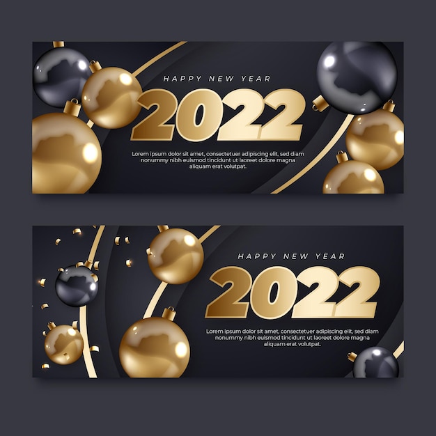 Free vector realistic new year horizontal banners set