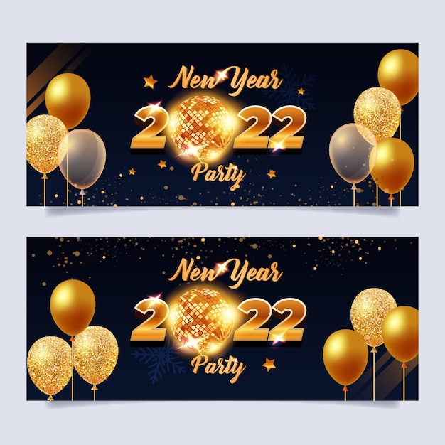 Free vector realistic new year horizontal banners set