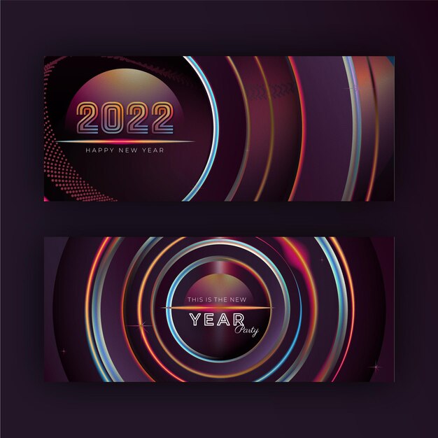 Realistic new year horizontal banners set