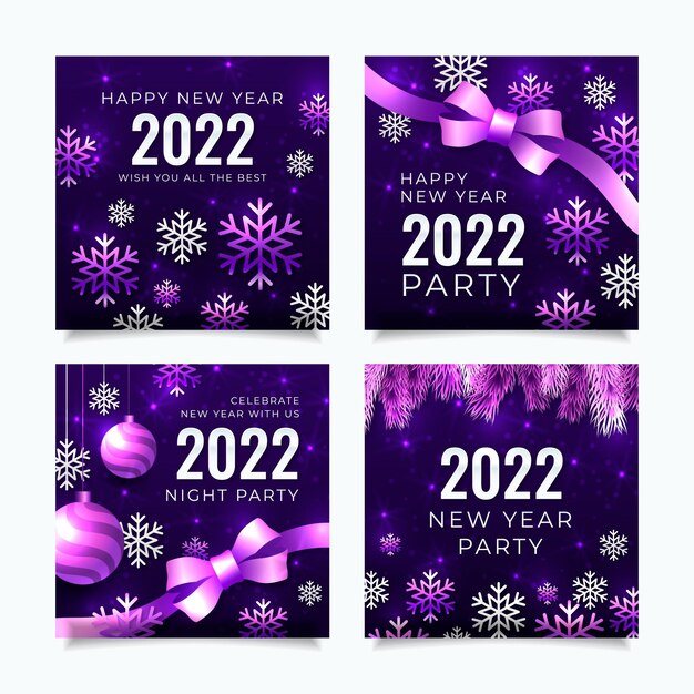 Realistic new year instagram posts collection