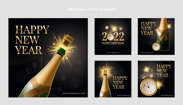 Realistic new year instagram posts collection