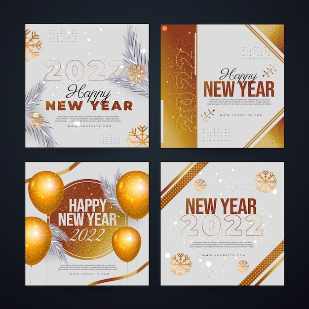 Realistic new year instagram posts collection