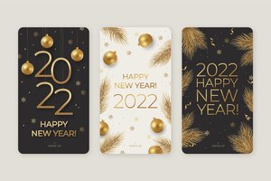 Realistic new year instagram stories collection