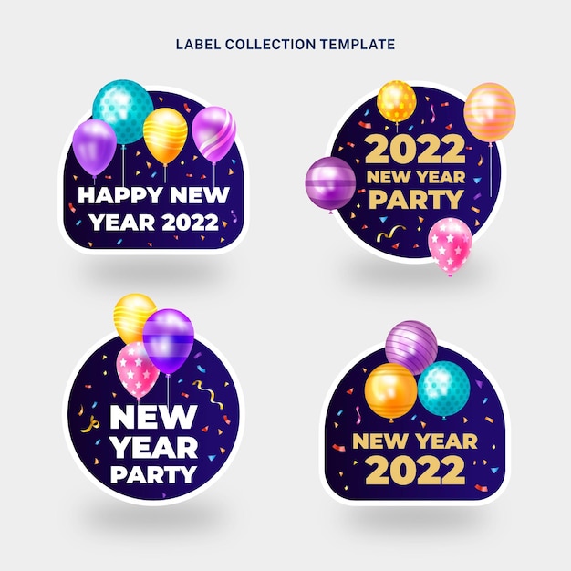 Realistic new year labels collection