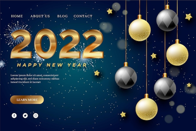 Free vector realistic new year landing page template