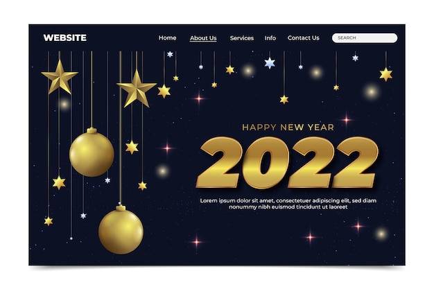 Free vector realistic new year landing page template