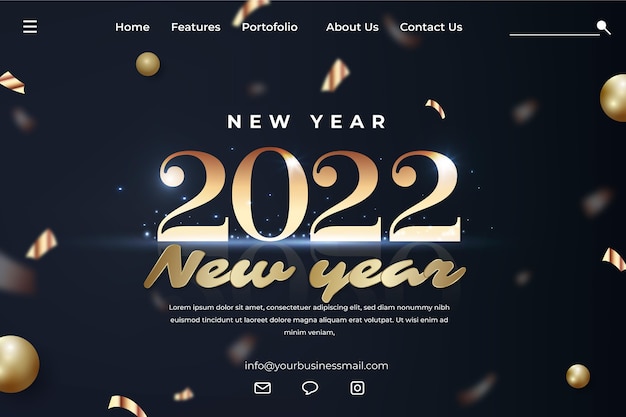 realistic new year landing page template