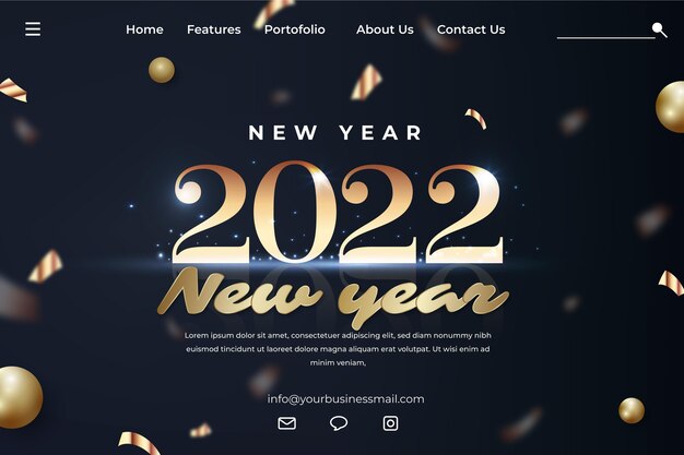 Realistic new year landing page template