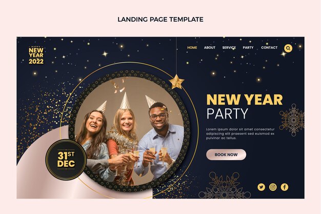 Free vector realistic new year landing page template